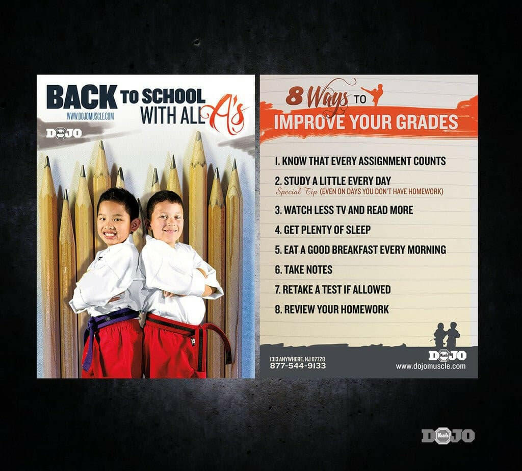 Back to School Ad Cards - All A&#39;s - Dojo Muscle