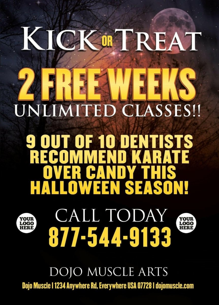 Kick or Treat Safety Tips Halloween Card 2c - Dojo Muscle