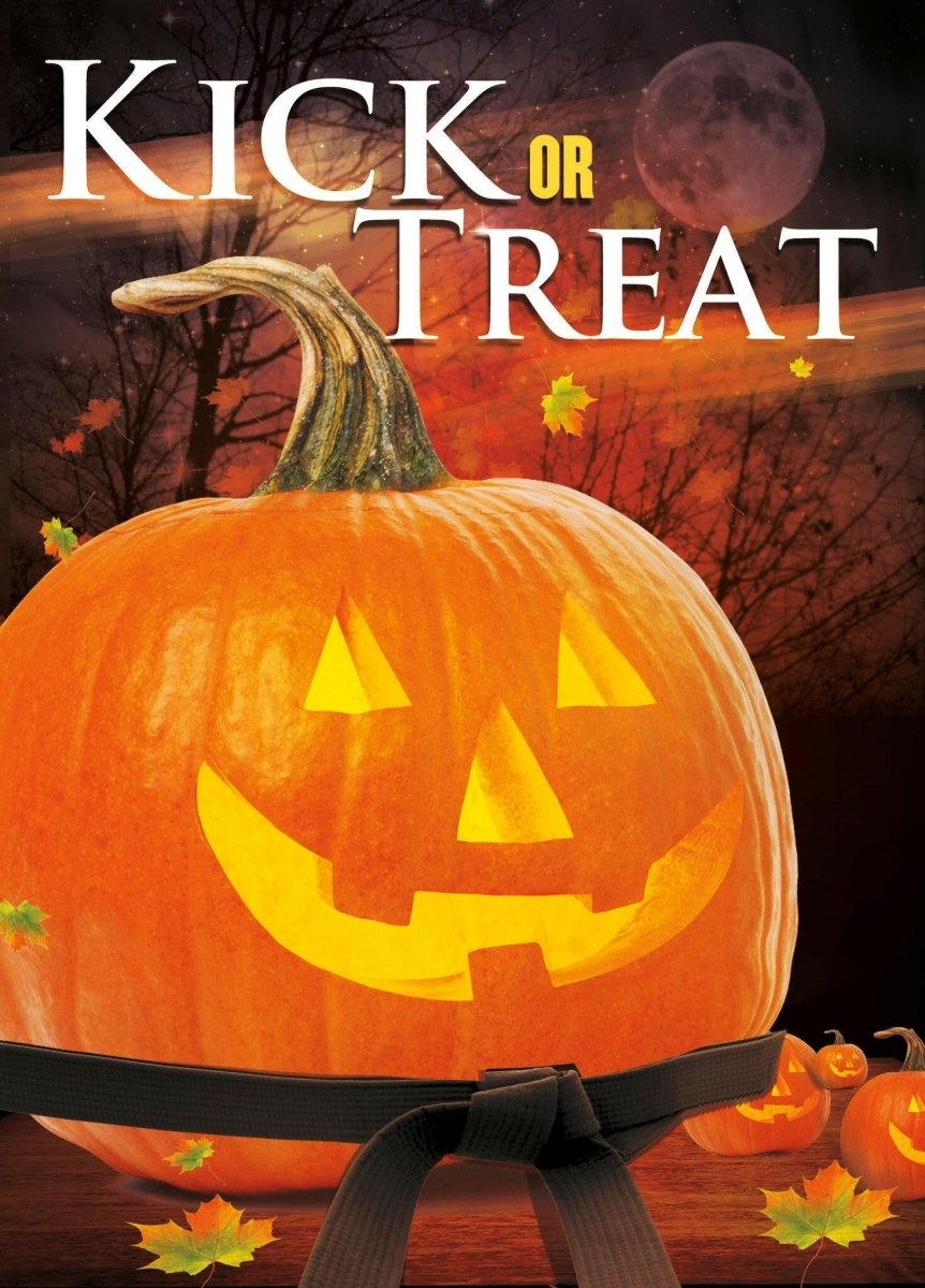 Kick or Treat Safety Tips Halloween Card 3d - Dojo Muscle