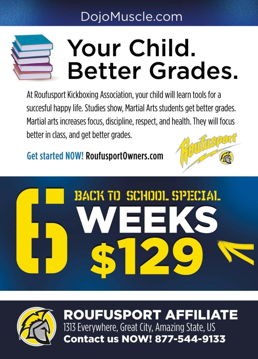 Roufusport Kickboxing Postcards Back To School Kids - Dojo Muscle