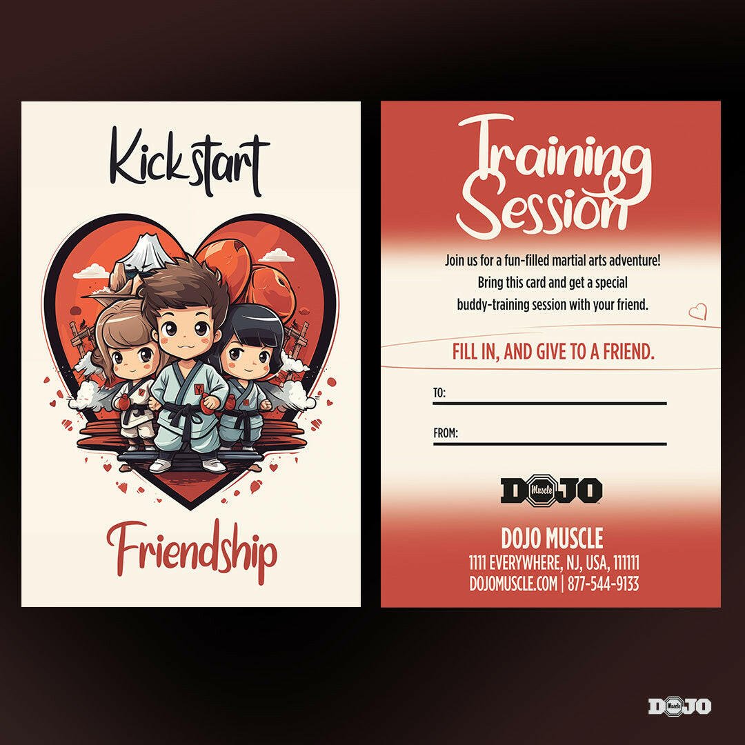 Valentine&#39;s Day Kickstart Friendship - Buddy Invite Card_1 - Dojo Muscle