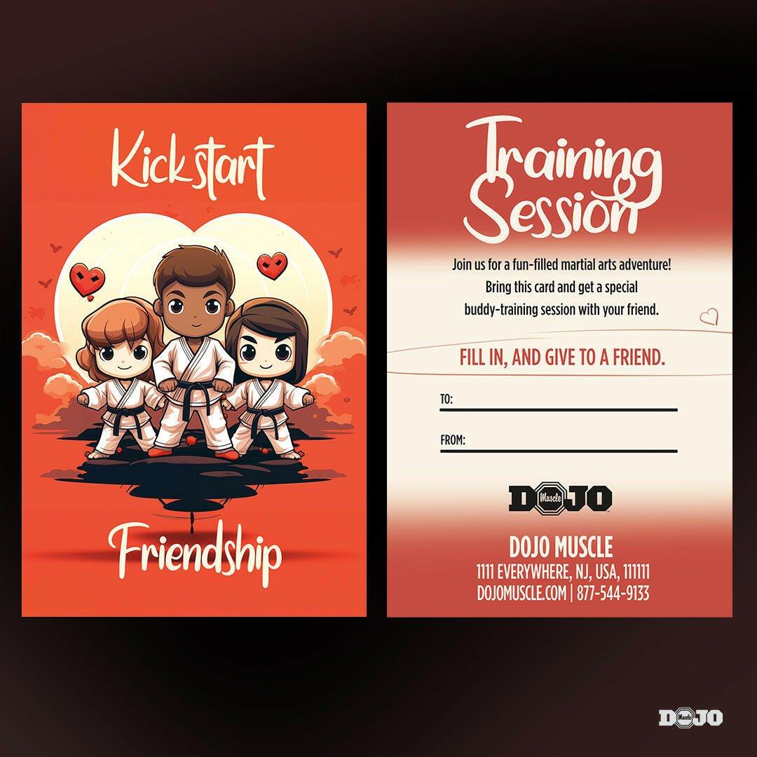 Valentine&#39;s Day Kickstart Friendship - Buddy Invite Card_2 - Dojo Muscle