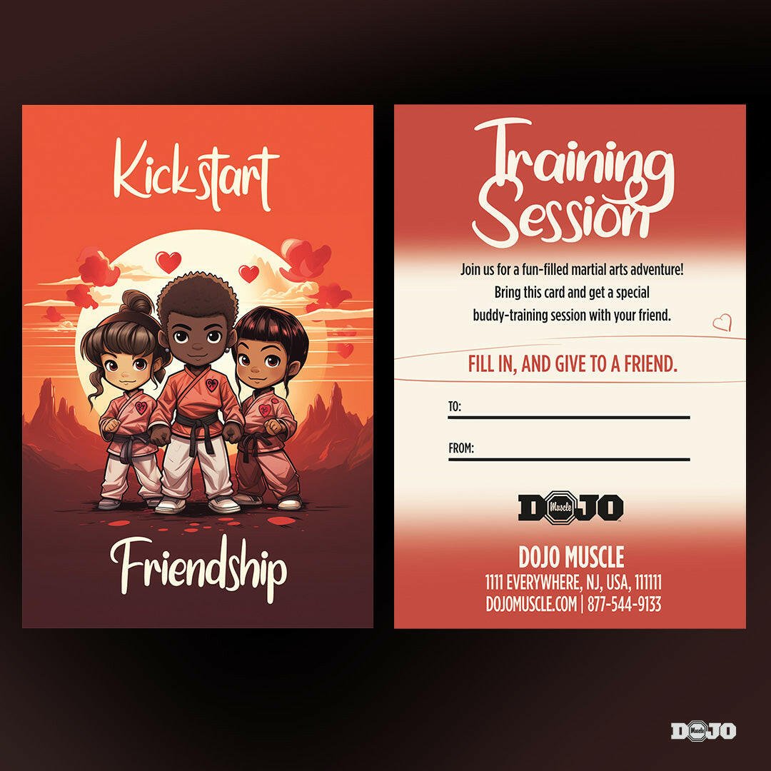 Valentine&#39;s Day Kickstart Friendship - Buddy Invite Card_3 - Dojo Muscle
