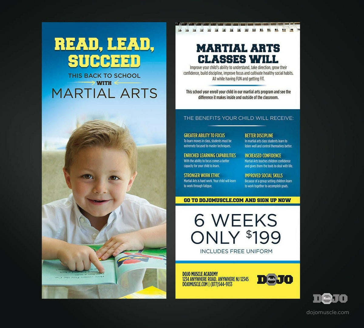 Back To School Read, Lead, Succeed Rack Card 1A - Dojo Muscle