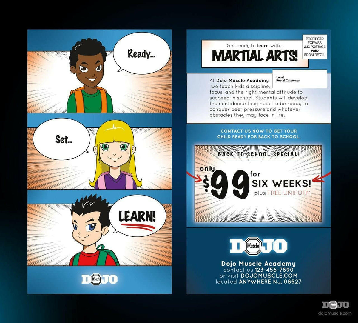 Back to School Ready Set Learn EDDM Cards - Dojo Muscle