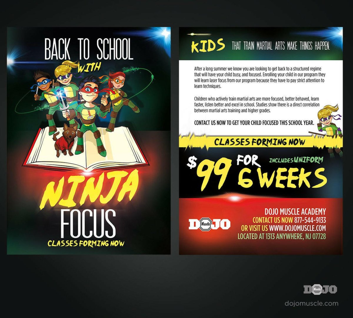 Back to School With Ninja Focus Post Cards B1 - Dojo Muscle