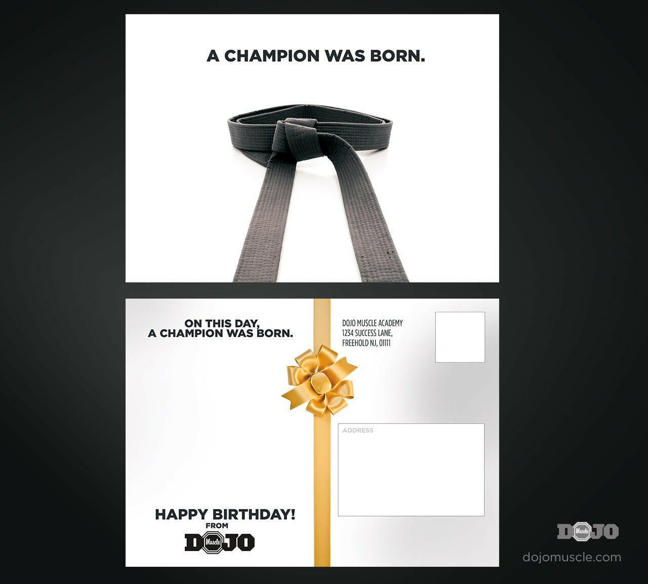 Birthday Card - A Champion Was Born 1A - Dojo Muscle