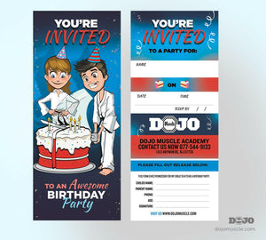 Birthday Invitation Tear Off Cards A - Dojo Muscle