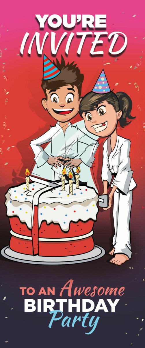 Birthday Invitation Tear Off Cards B - Dojo Muscle