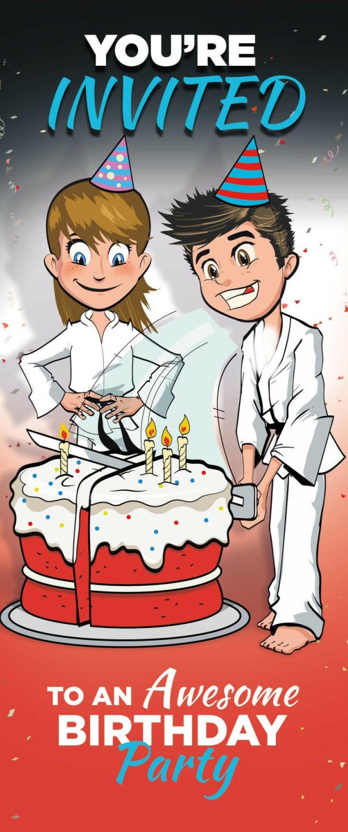 Birthday Invitation Tear Off Cards C - Dojo Muscle