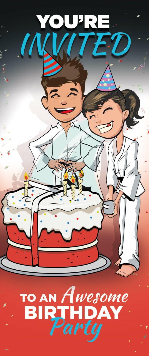 Birthday Invitation Tear Off Cards D - Dojo Muscle