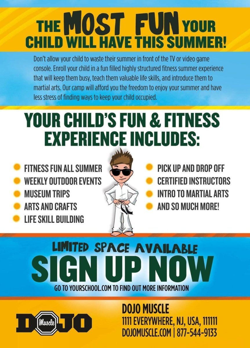 Fitness and Fun Summer Camp Post Card - Dojo Muscle