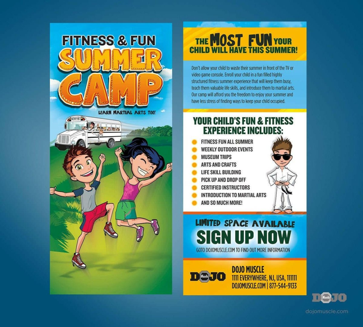 Camp Rack Card Fitness & Fun Summer Camp Rack Card | Dojo Muscle