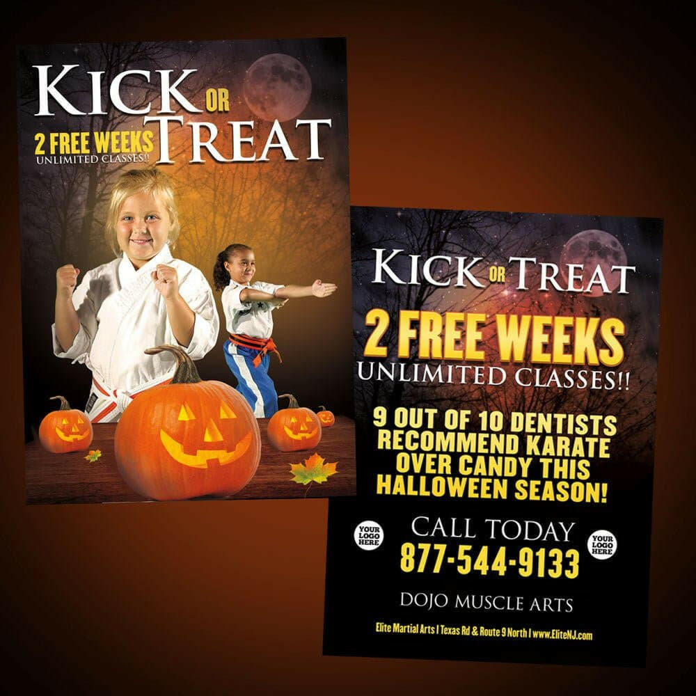 Kick or Treat Halloween Card 1a - Dojo Muscle