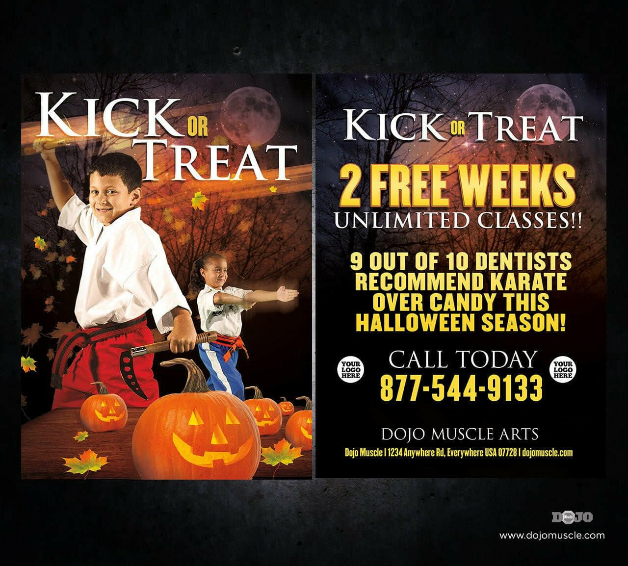 Kick or Treat Halloween Card 1c - Dojo Muscle