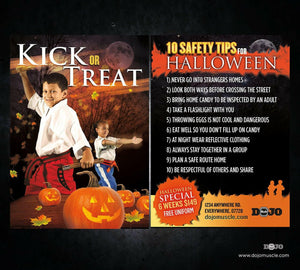 Kick or Treat Safety Tips Halloween Card 2b - Dojo Muscle