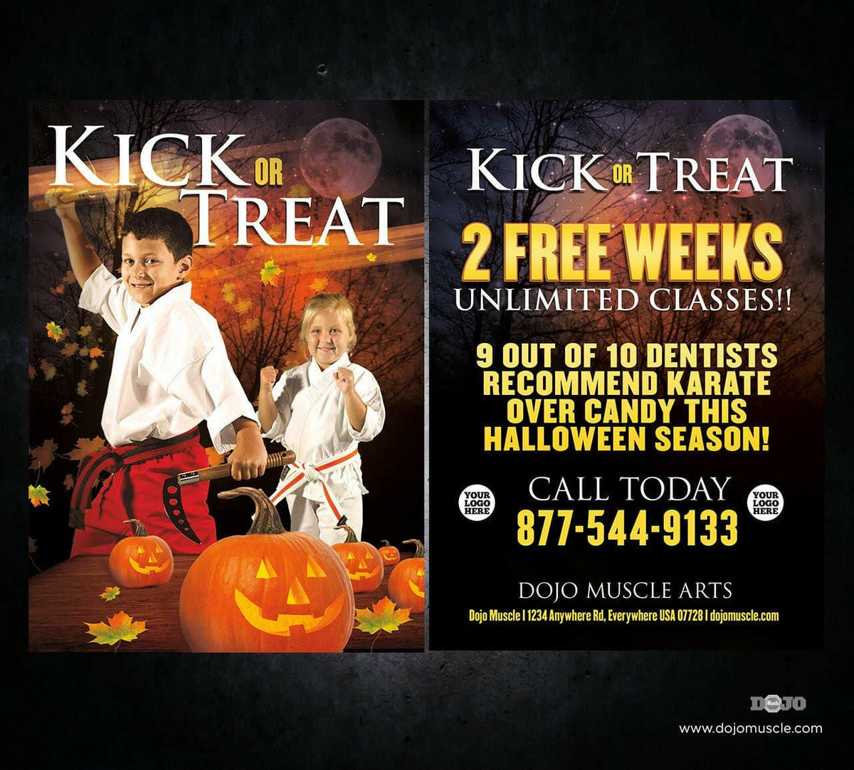 Kick or Treat Safety Tips Halloween Card 2c - Dojo Muscle