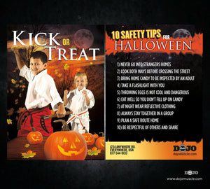Kick or Treat Safety Tips Halloween Card 3c - Dojo Muscle
