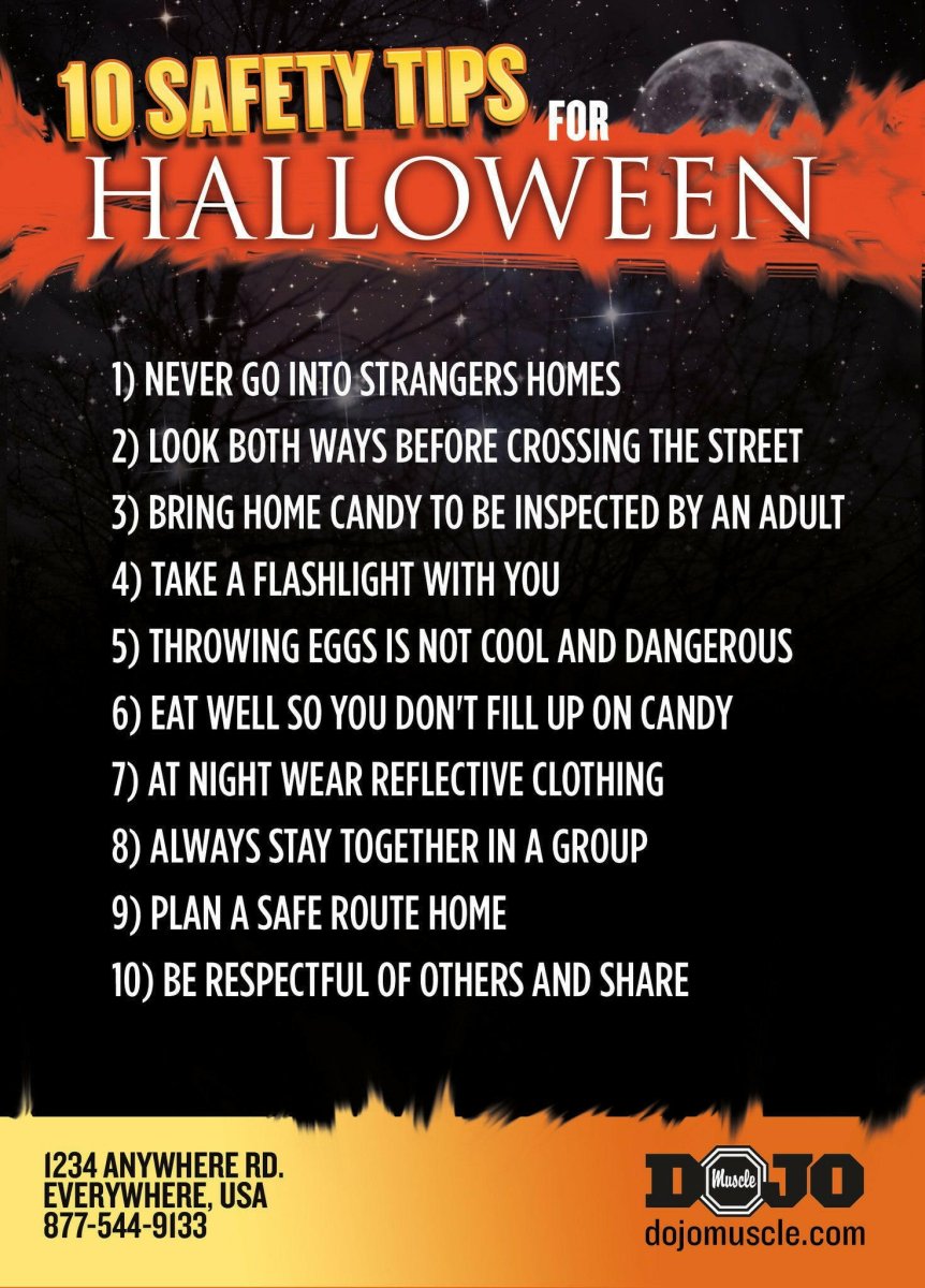 Kick or Treat Safety Tips Halloween Card 3e - Dojo Muscle