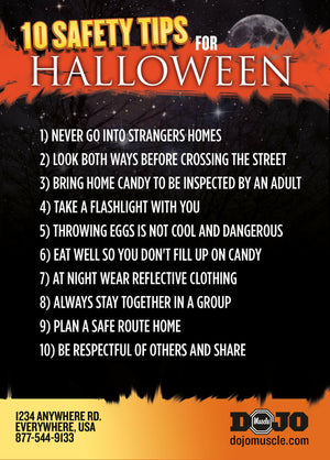 Kick or Treat Safety Tips Halloween Card 3e - Dojo Muscle