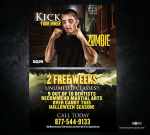 Kick Your Inner Zombie Halloween Card - Dojo Muscle
