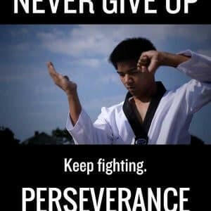 Martial Arts Develops Perseverance (Square with Titles) - Dojo Muscle
