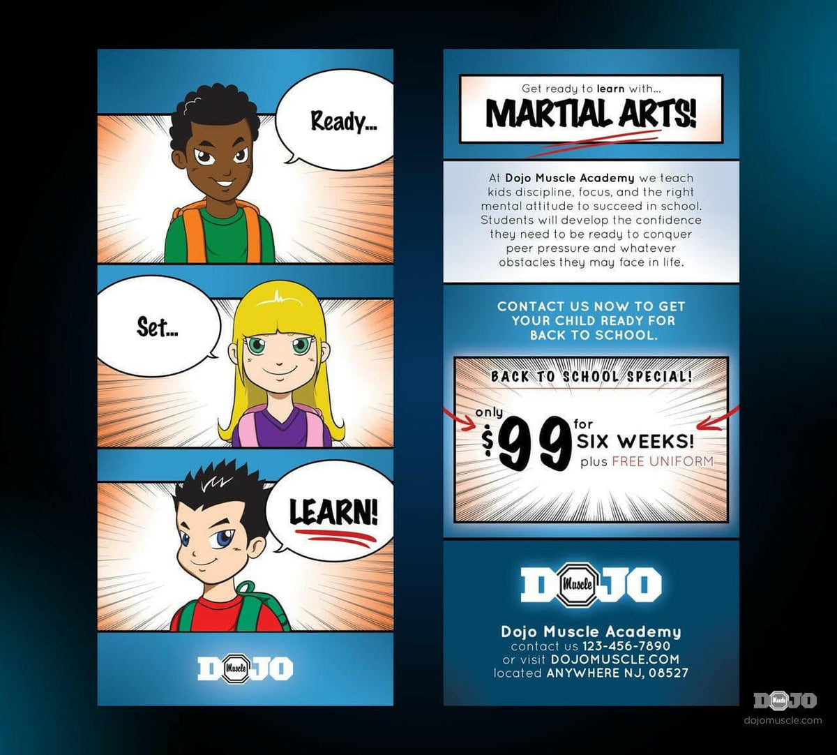 Ready Set Learn Back To School Rack Card - Dojo Muscle
